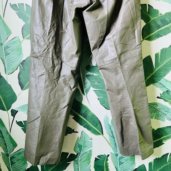 Vintage Olive Green Leather Pants Small High Rise - Picture 8 of 10